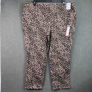 Terra & Sky Womens Plus Size 22W Petite Leopard Print Straight Leg Denim Pants